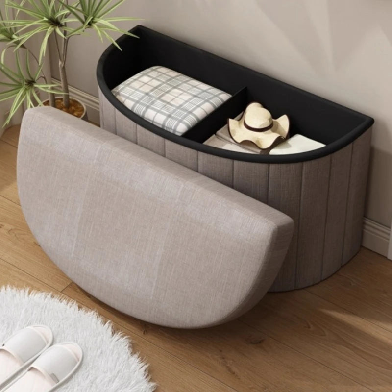 Foldable Storage Ottoman with Upholstered Seat