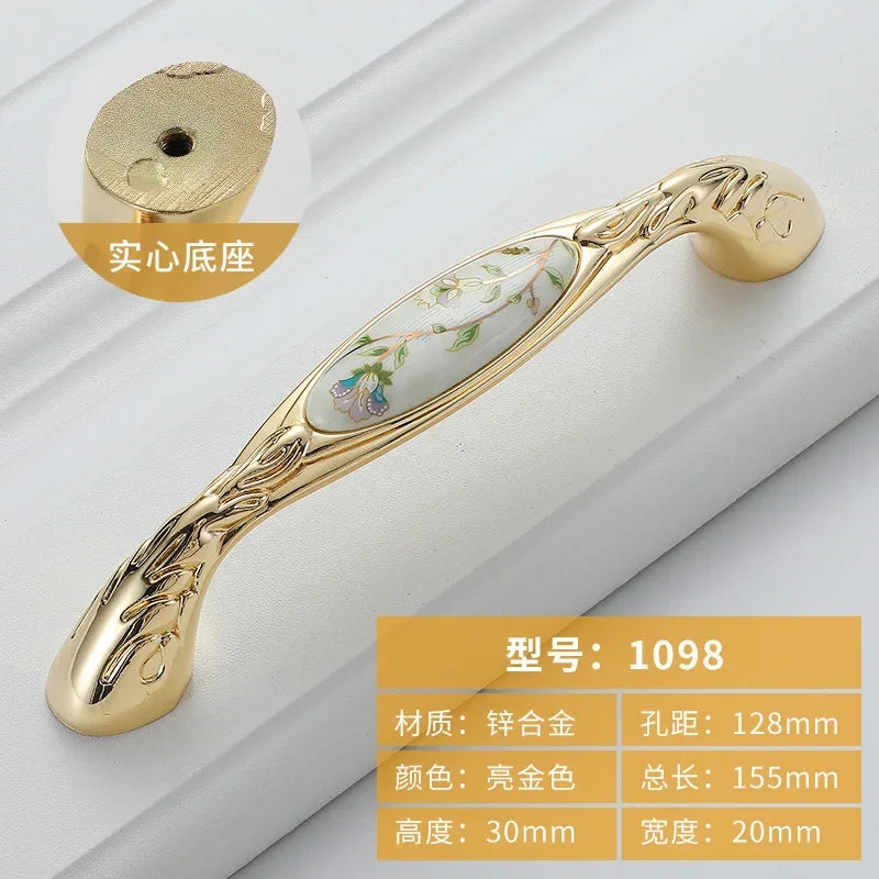 Gold Ceramic Cabinet Handle — European Light Luxury Knob