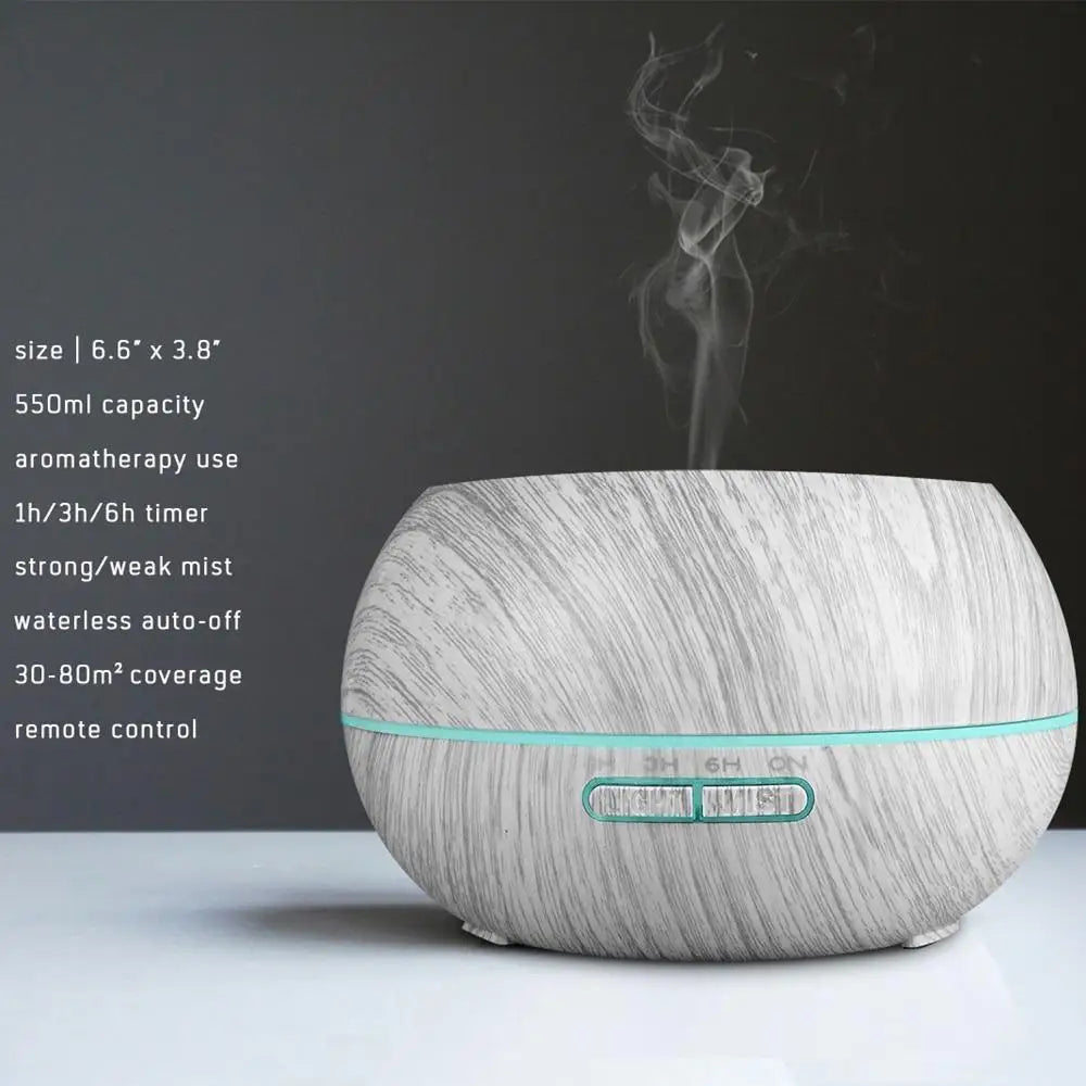 Wood Grain Essential Oil Diffuser & Humidifier — 550ml