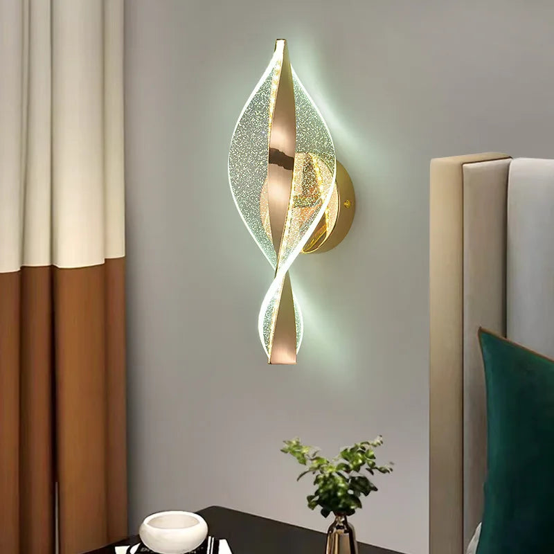 LED Modern Gold Acrylic Wall Lamp Lustre Hallway Bedroom Living Room Lamps Room Decor Wall Decoration Items Originality Lamps