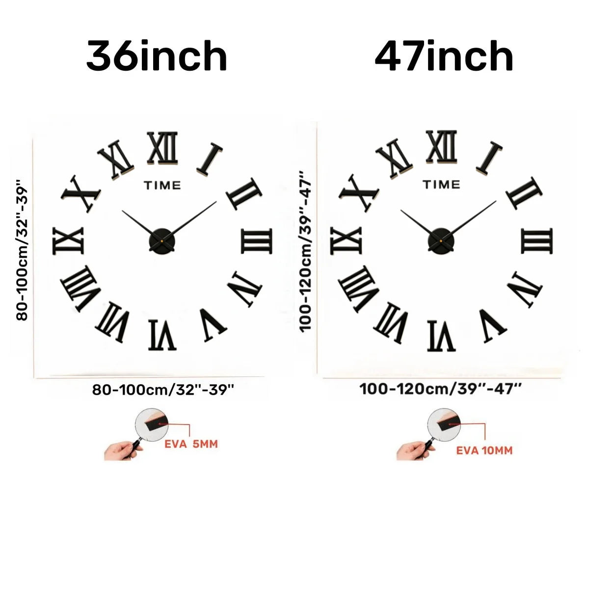 3D Roman Numeral Acrylic Mirror Wall Clock — DIY Quartz