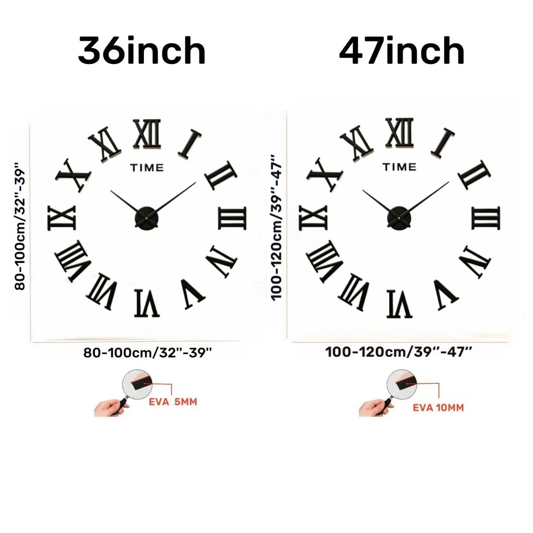 3D Roman Numeral Acrylic Mirror Wall Clock — DIY Quartz