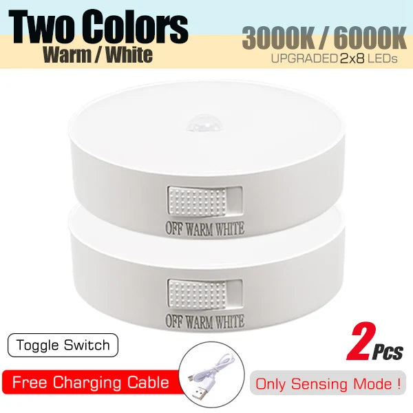 Motion Sensor Night Light — USB Rechargeable LED