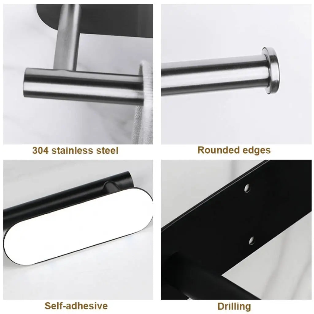 Stainless Steel Paper Towel Holder — No-Drill, Self-Adhesive