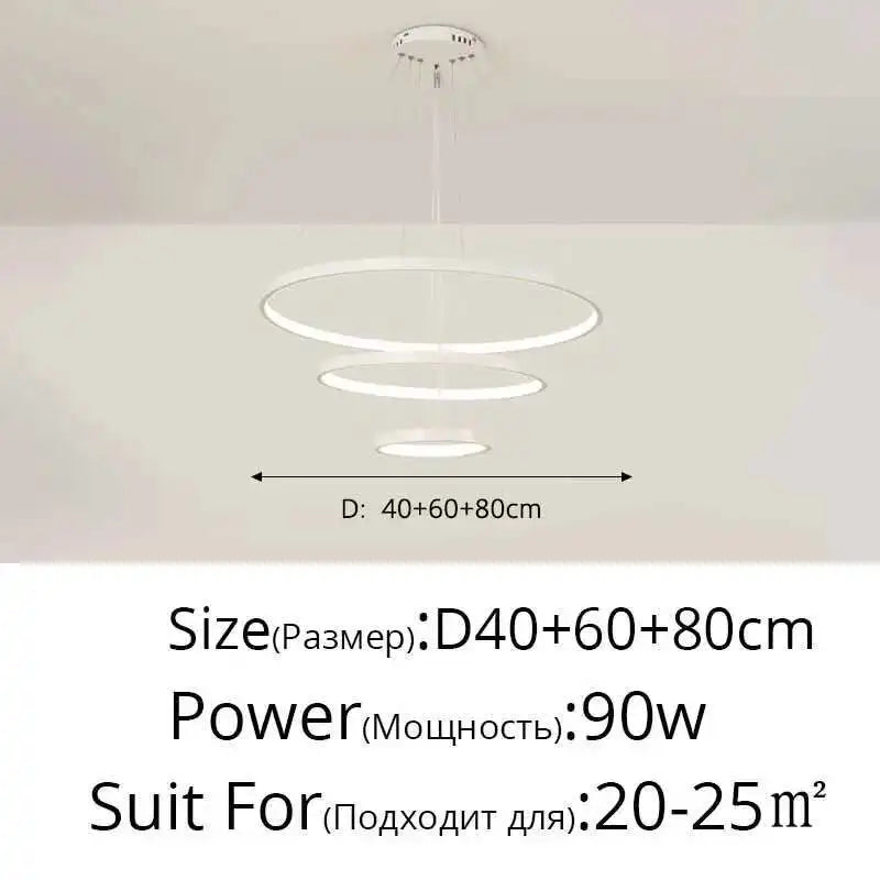 LED Ring Pendant Chandelier — Modern Nordic, Remote Control