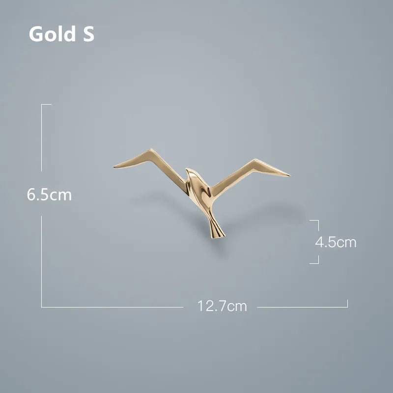 Luxury Pure Copper Seagull Wall Sculpture — Retro Bird Decor