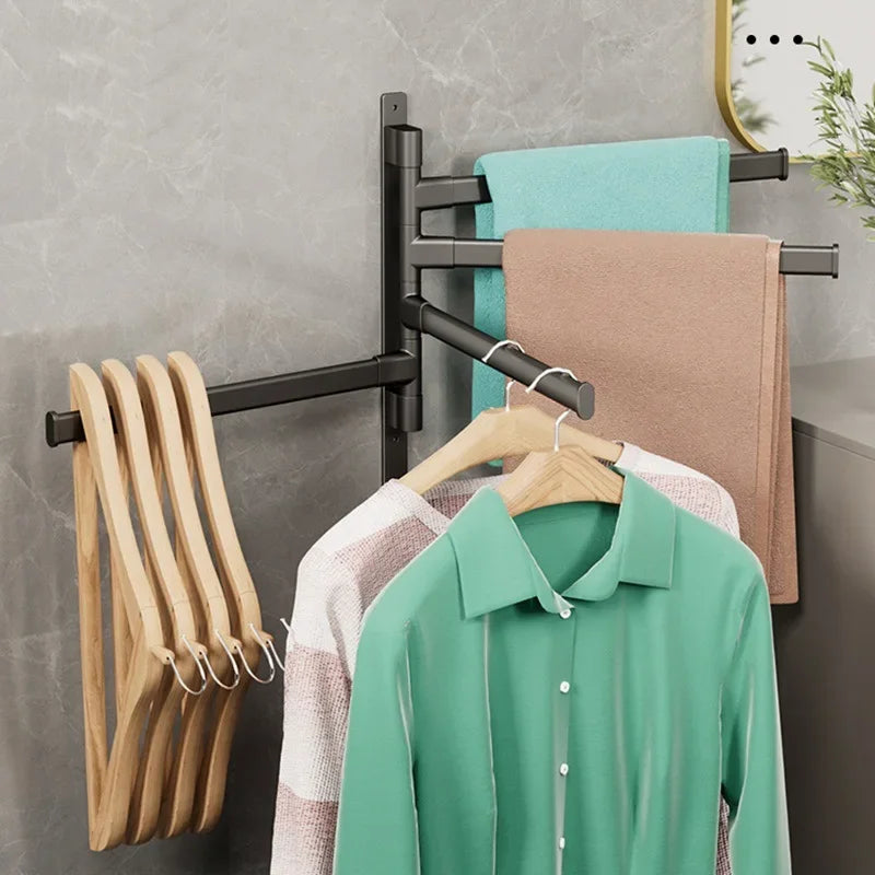 Rotatable Aluminum Towel Rack — 2 to 5 Bar, Wall Mounted