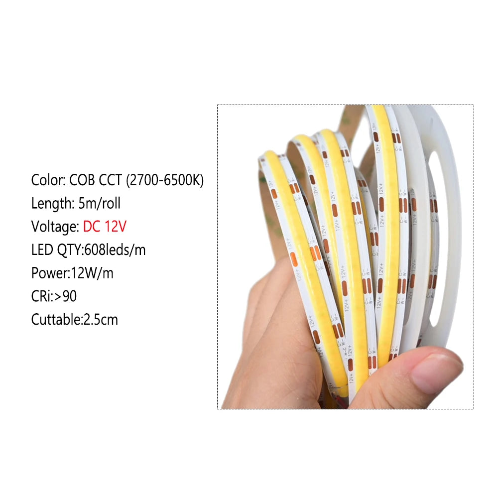 Zigbee COB LED Strip Light — Dimmable, Alexa Compatible