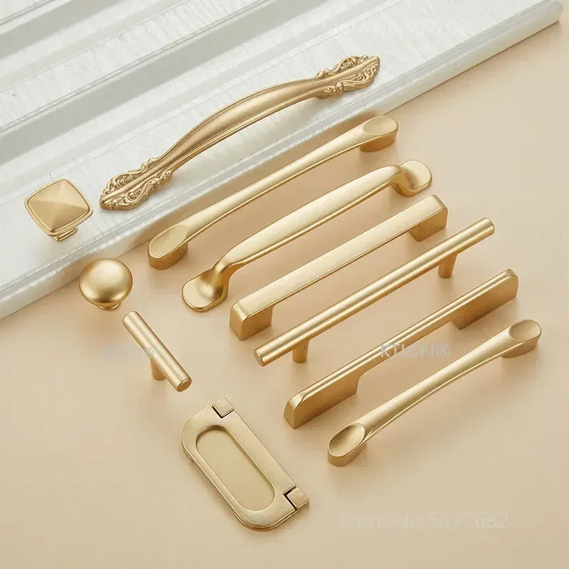 Square U-Type Gold Cabinet Handle — Aluminum Drawer Pull