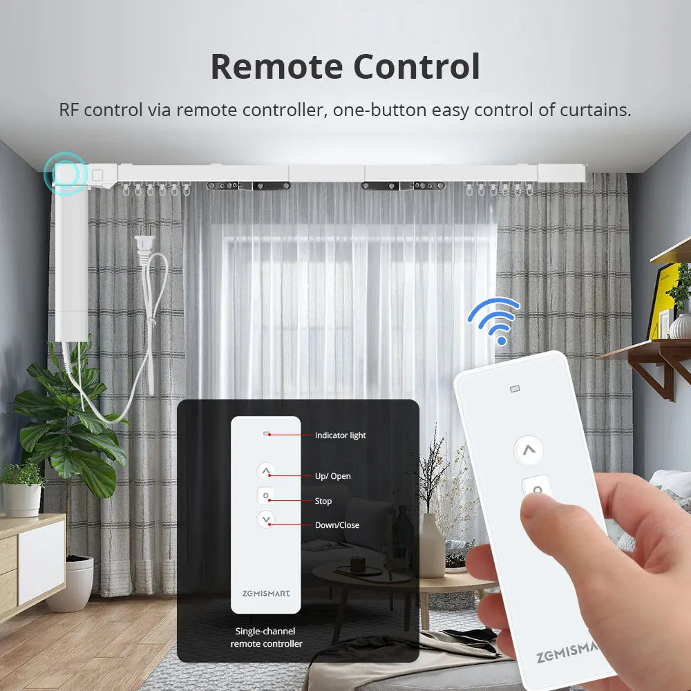 Smart Electric Curtain Track — Matter WiFi, HomeKit Compatible