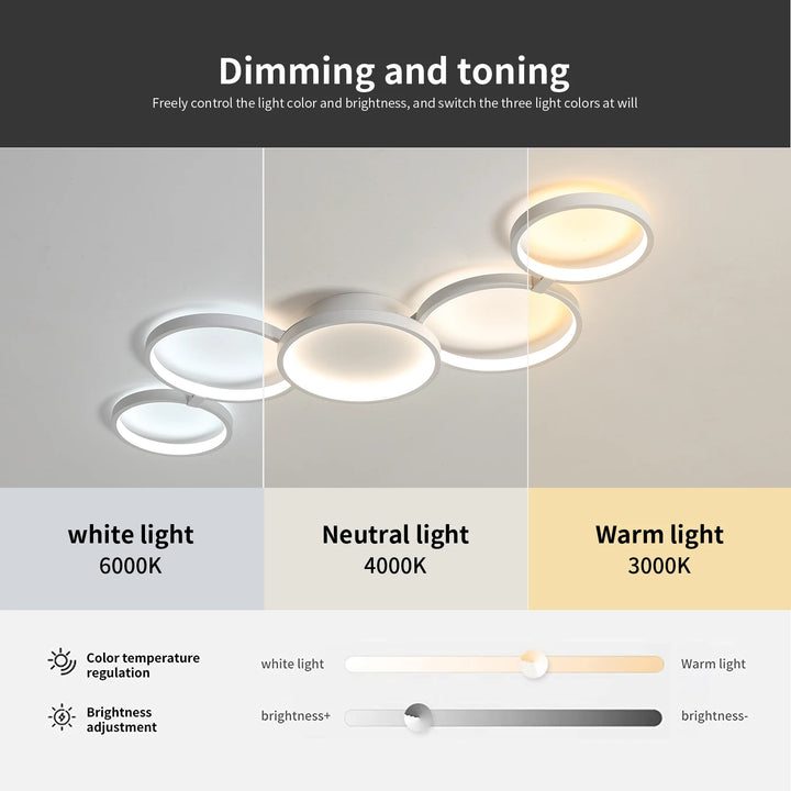 LED Ceiling Light — 3 Colors, Bluetooth App & Remote Dimming