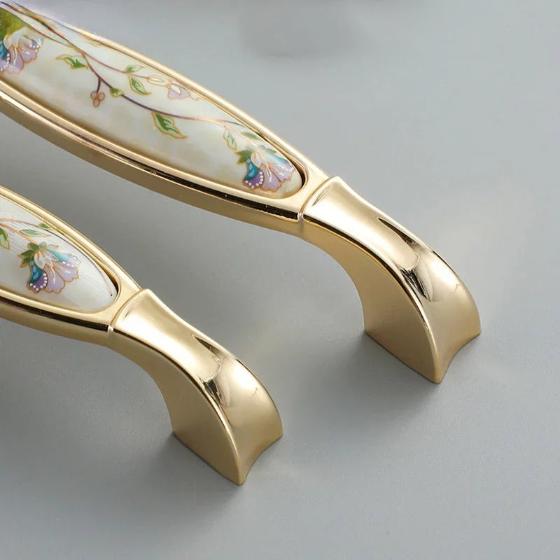 Gold Ceramic Cabinet Handle — European Light Luxury Knob