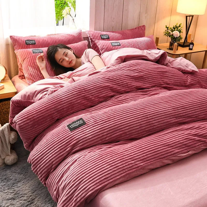 Winter Velvet Duvet Cover Set — Thick & Warm, 3-Piece