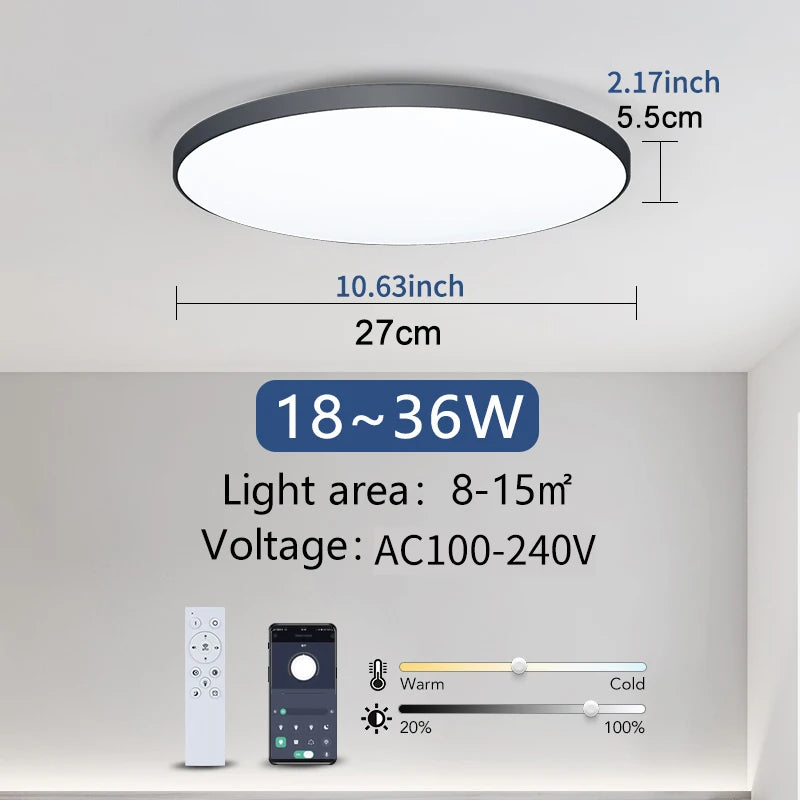 Smart LED Ceiling Light — Dimmable, App & Remote Control