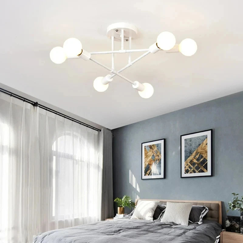 Modern Sputnik Chandelier — Antique Gold Semi Flush Mount