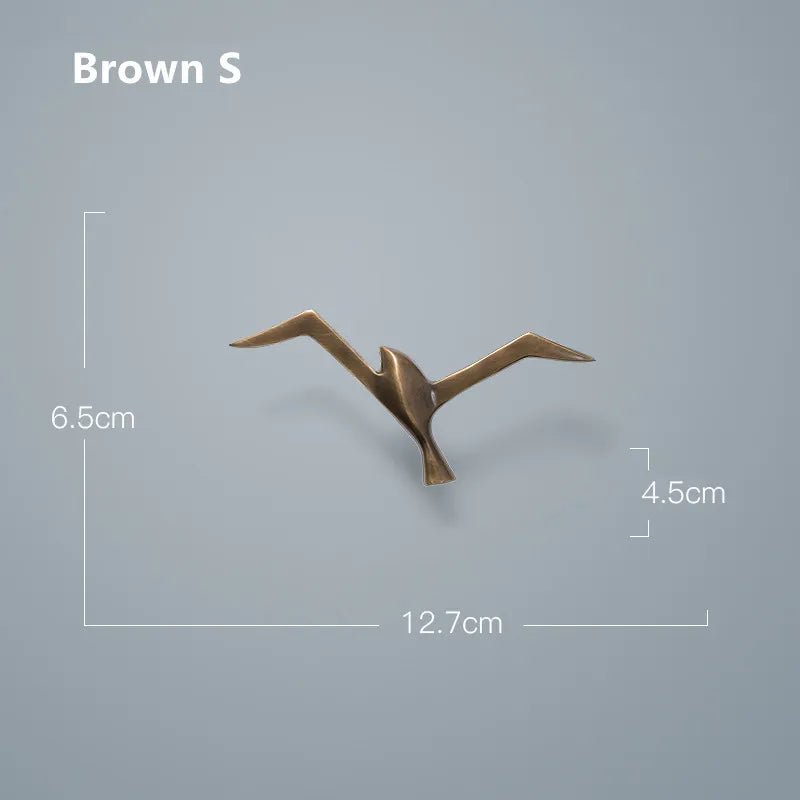 Luxury Pure Copper Seagull Wall Sculpture — Retro Bird Decor