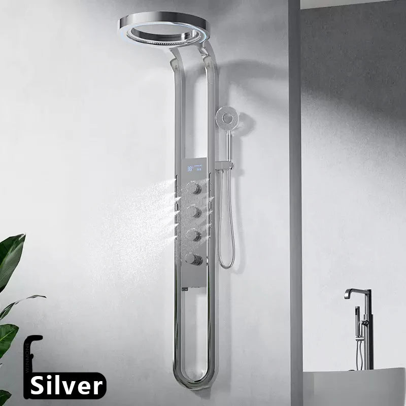 Rainfall Shower Panel System — SPA Massage Jets, LED Display