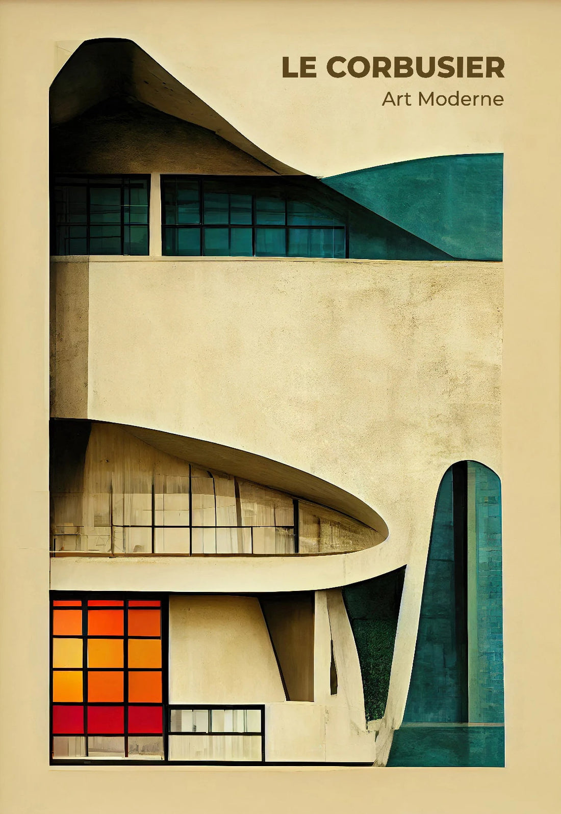 Fallingwater Architecture Canvas Print — Bauhaus Minimalist Art