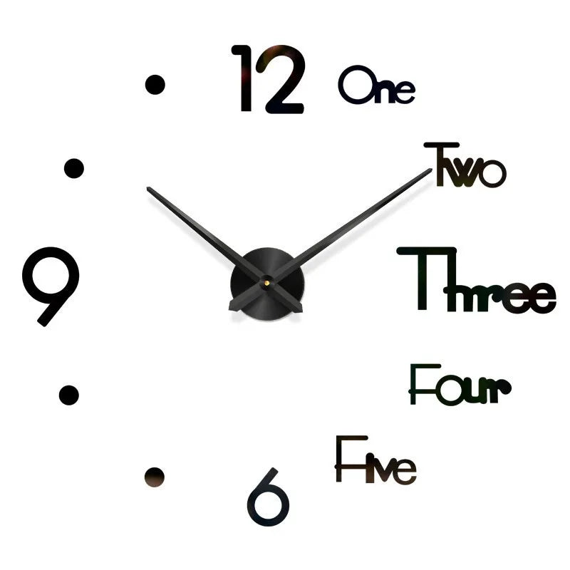 3D Roman Numeral Acrylic Mirror Wall Clock — DIY Quartz