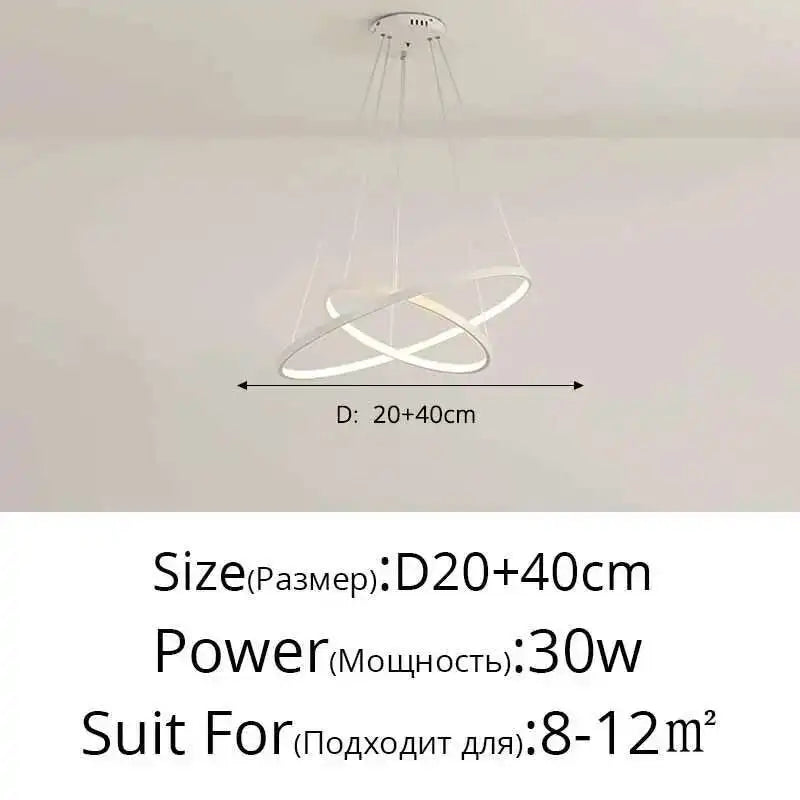LED Ring Pendant Chandelier — Modern Nordic, Remote Control