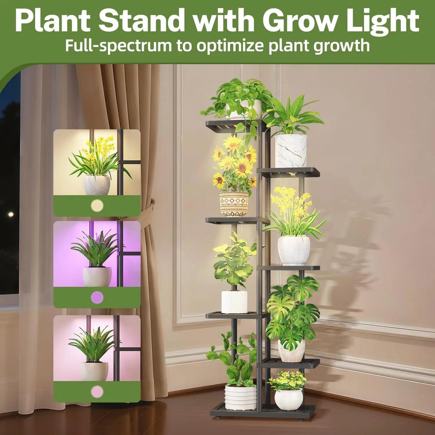6-Tier Metal Plant Stand with Grow Light