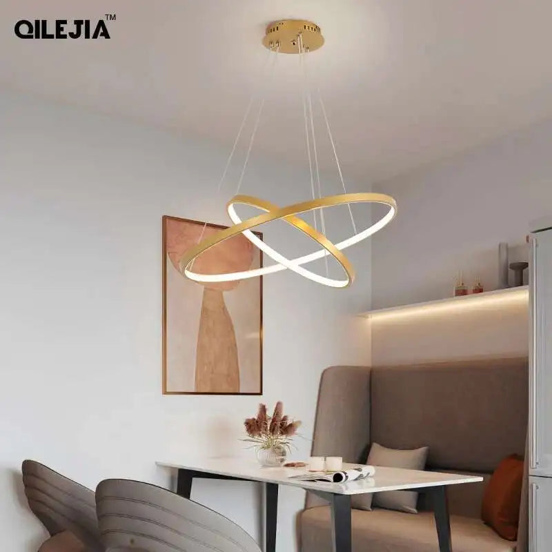 LED Ring Pendant Chandelier — Modern Nordic, Remote Control