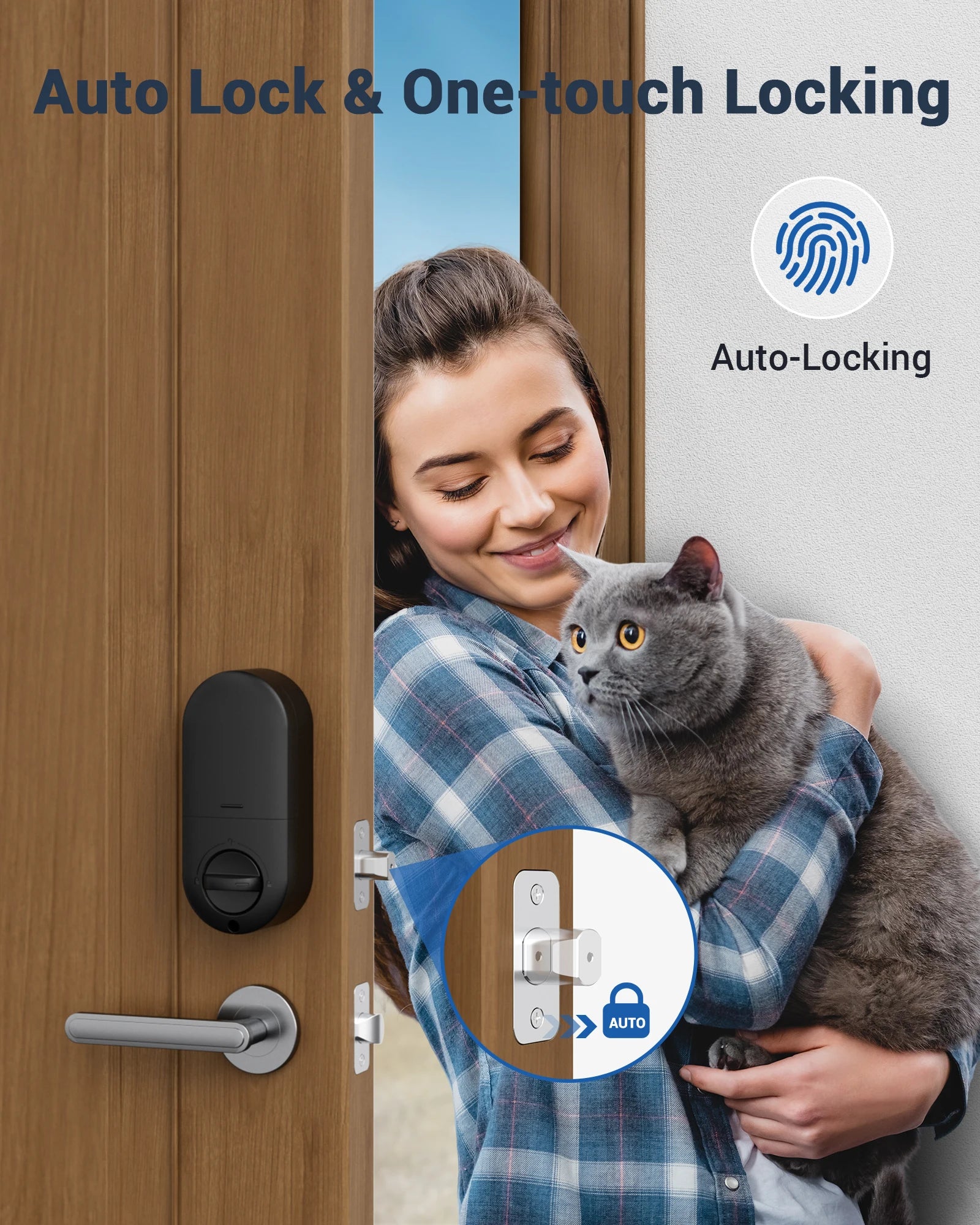 Fingerprint Keypad Deadbolt Lock — Keyless Front Door Entry
