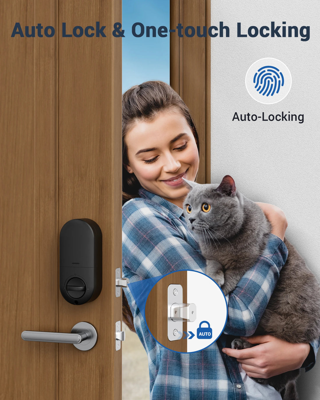 Fingerprint Keypad Deadbolt Lock — Keyless Front Door Entry