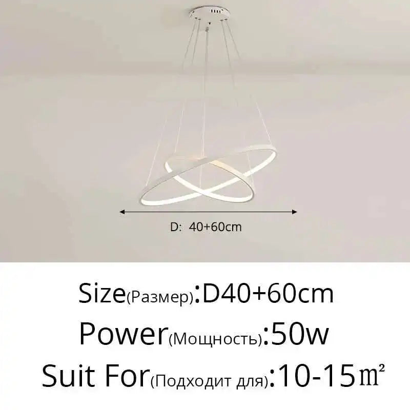 LED Ring Pendant Chandelier — Modern Nordic, Remote Control