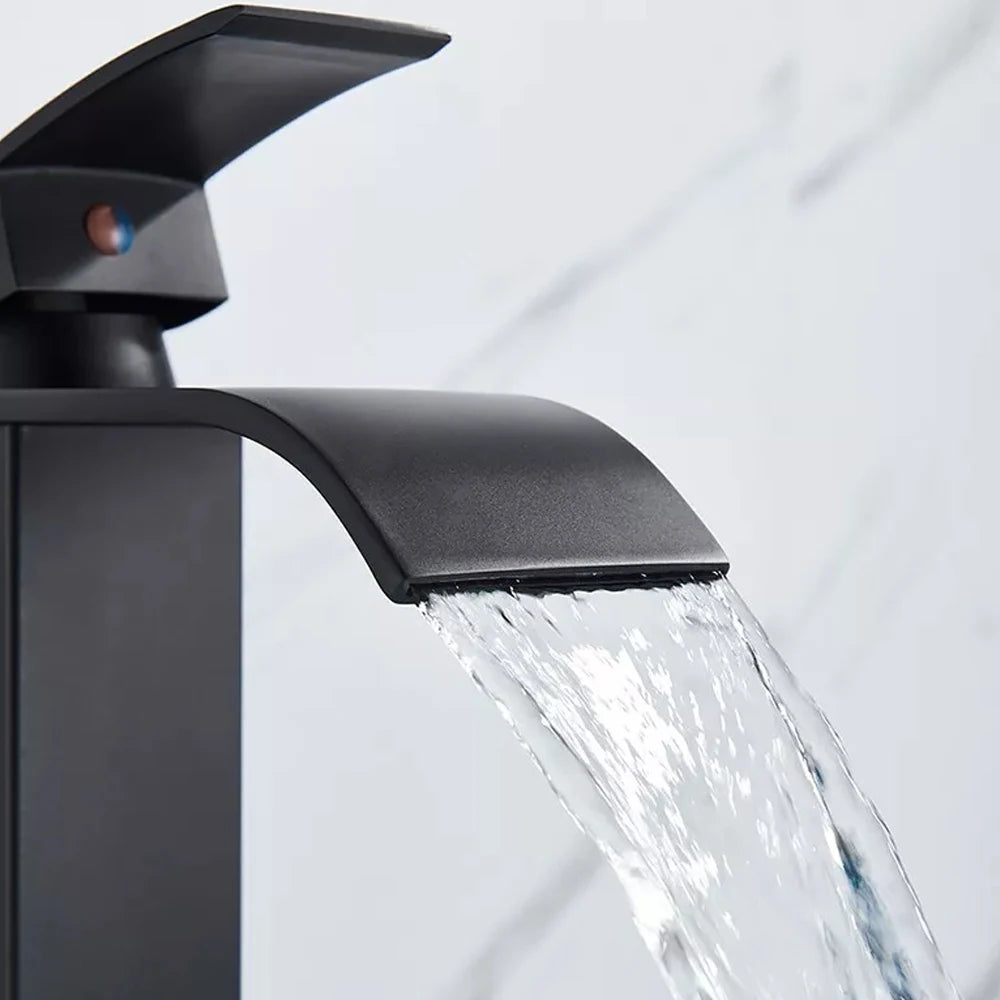 Waterfall Bathroom Basin Faucet — Single Hole Hot & Cold Mixer Tap