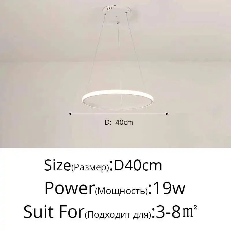 LED Ring Pendant Chandelier — Modern Nordic, Remote Control