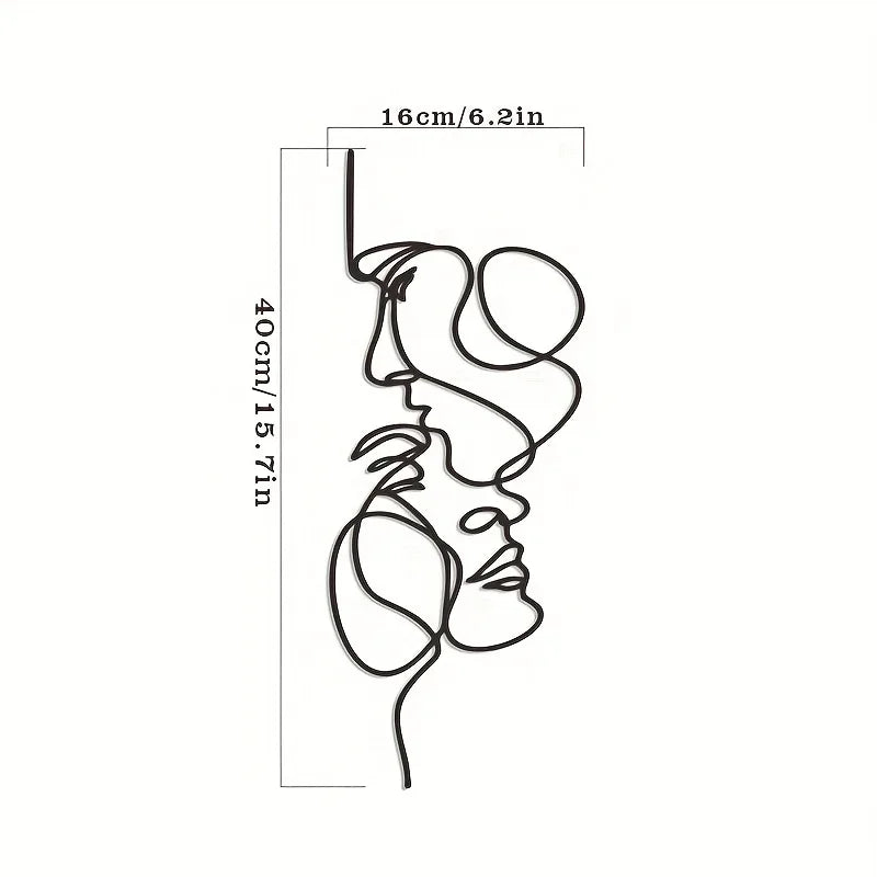 Minimalist Facial Line Metal Wall Art — Abstract Iron Sculpture