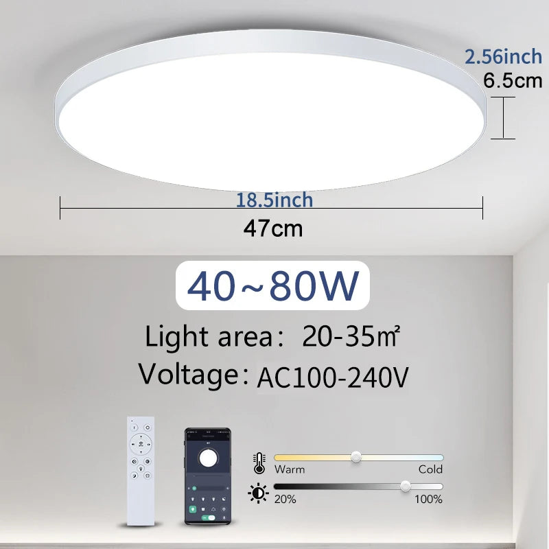 Smart LED Ceiling Light — Dimmable, App & Remote Control