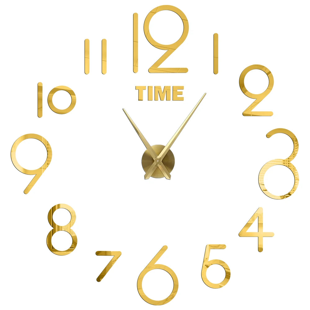 3D Roman Numeral Acrylic Mirror Wall Clock — DIY Quartz