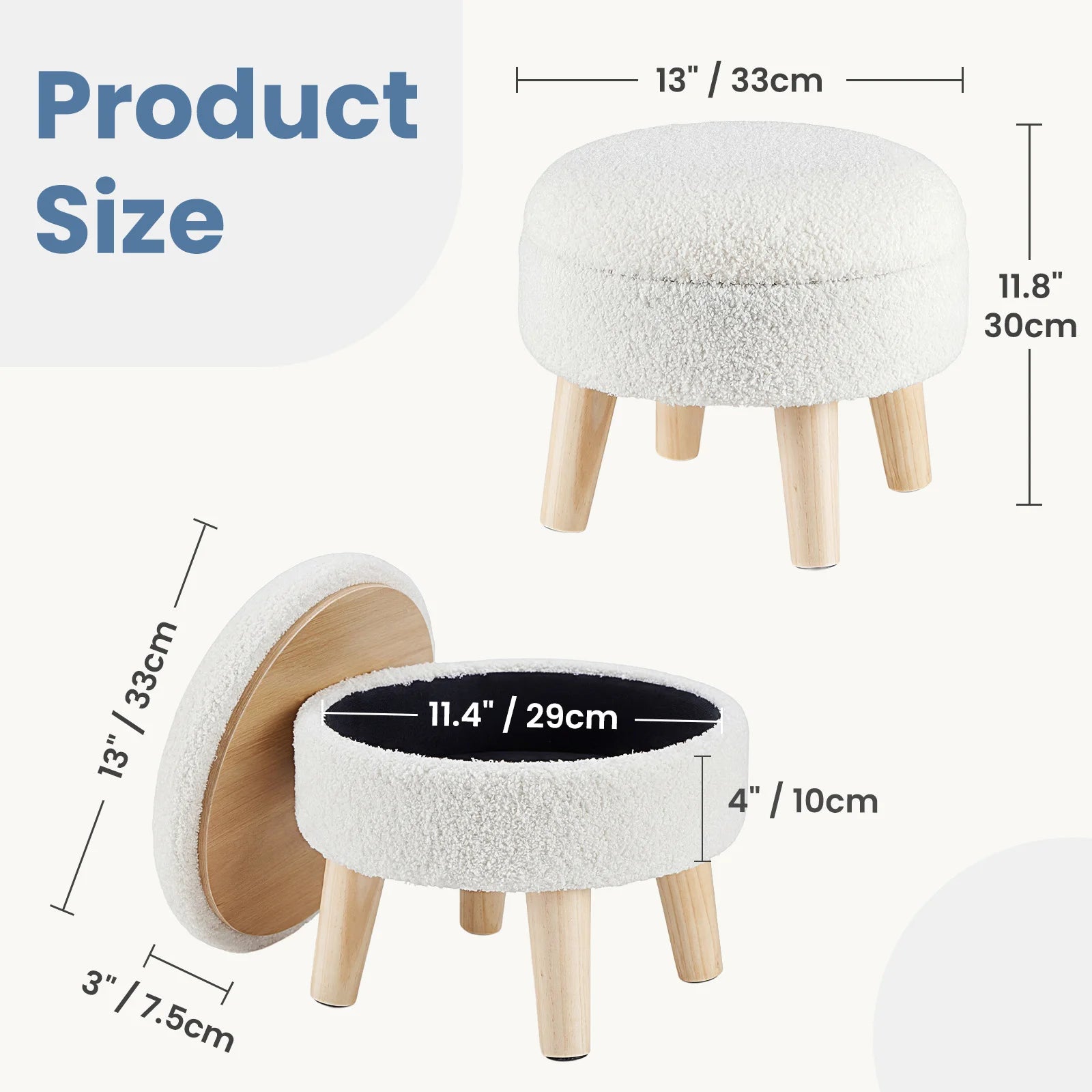 Round Velvet Storage Ottoman with Hidden Storage