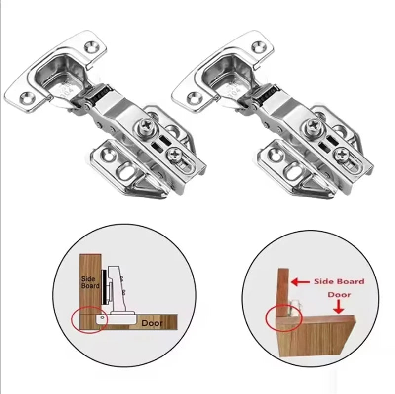 Soft-Close Cabinet Hinges — 304 Stainless Steel, Hydraulic