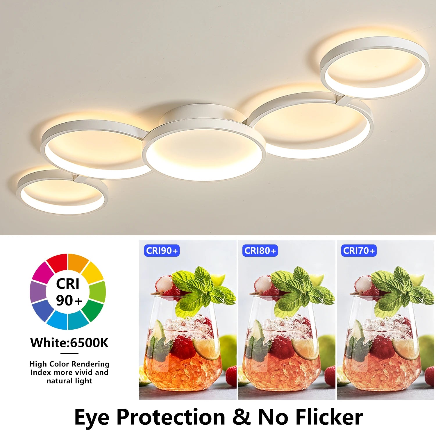LED Ceiling Light — 3 Colors, Bluetooth App & Remote Dimming