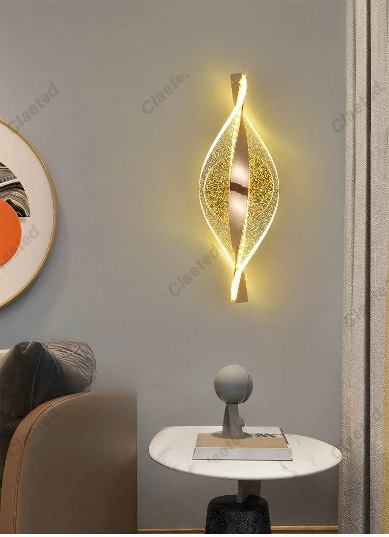 LED Modern Gold Acrylic Wall Lamp Lustre Hallway Bedroom Living Room Lamps Room Decor Wall Decoration Items Originality Lamps