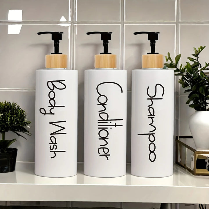 Refillable Soap Dispenser Set — 3-Piece Pump Bottles