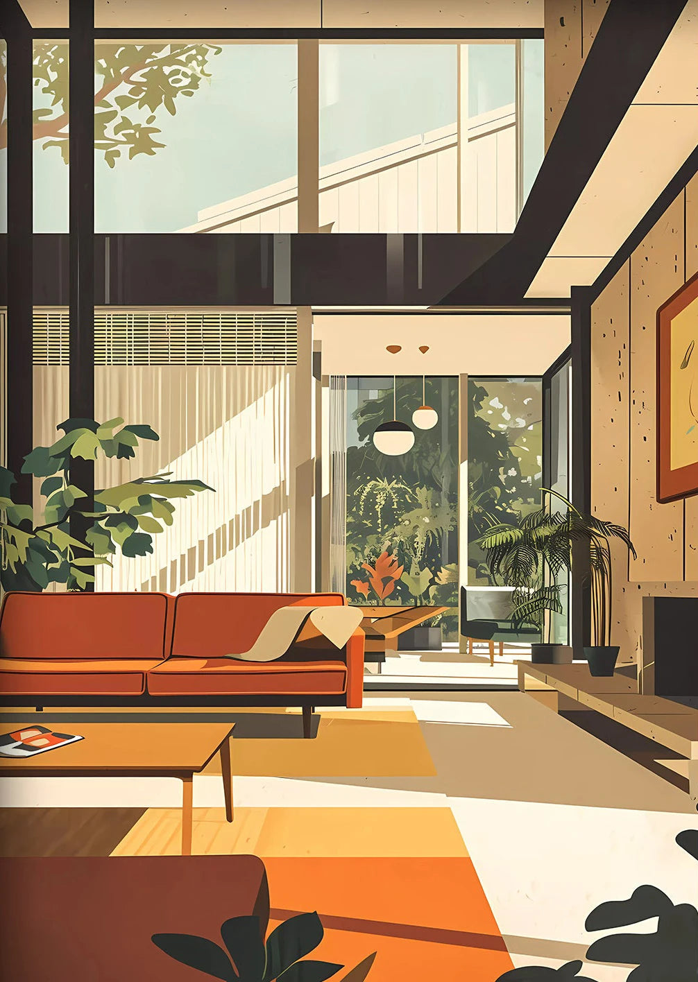 Fallingwater Architecture Canvas Print — Bauhaus Minimalist Art
