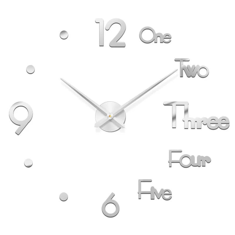 3D Roman Numeral Acrylic Mirror Wall Clock — DIY Quartz