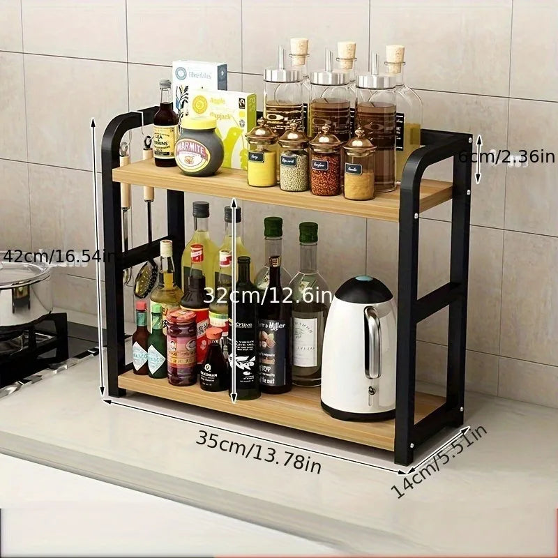 2-Tier Metal Countertop Shelf — Rustproof Kitchen Organizer