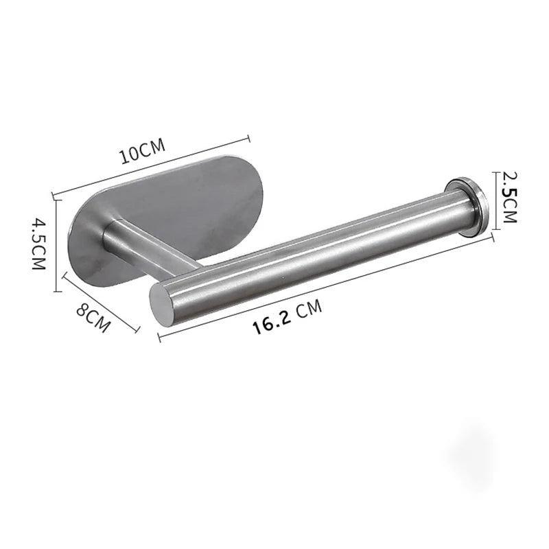 Stainless Steel Paper Towel Holder — No-Drill, Self-Adhesive