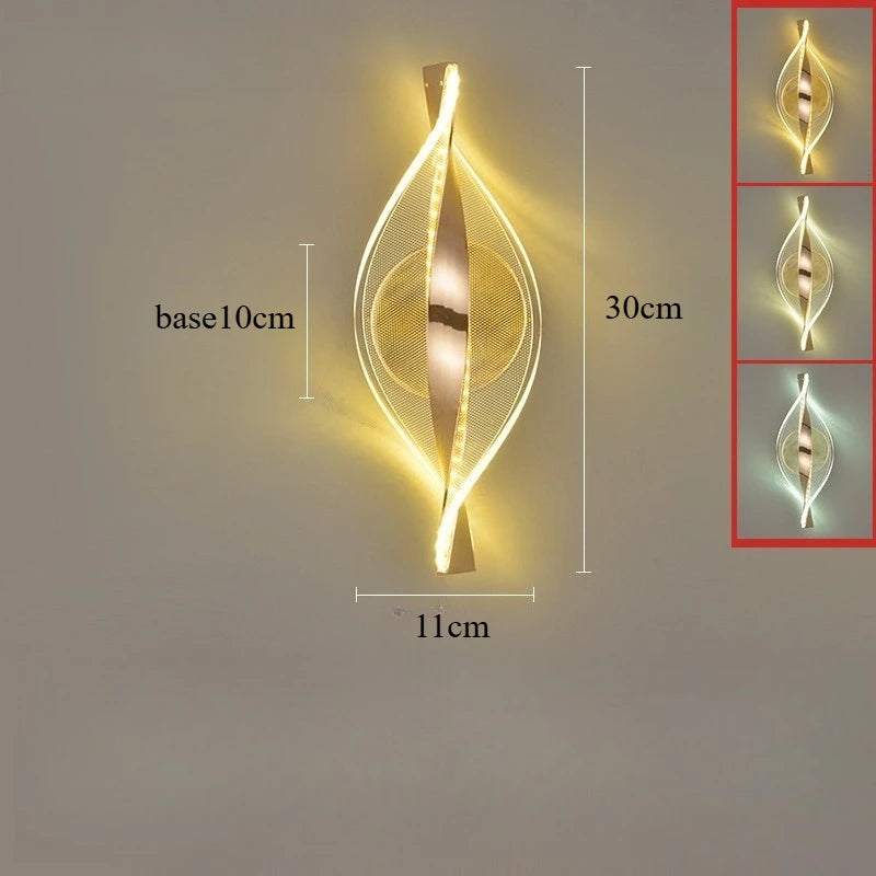 LED Modern Gold Acrylic Wall Lamp Lustre Hallway Bedroom Living Room Lamps Room Decor Wall Decoration Items Originality Lamps