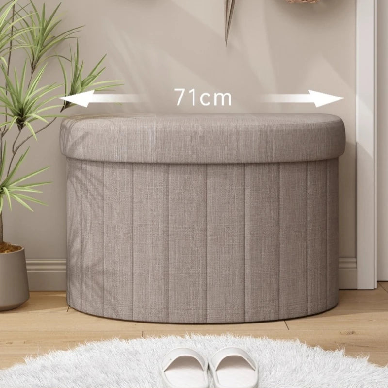 Foldable Storage Ottoman with Upholstered Seat
