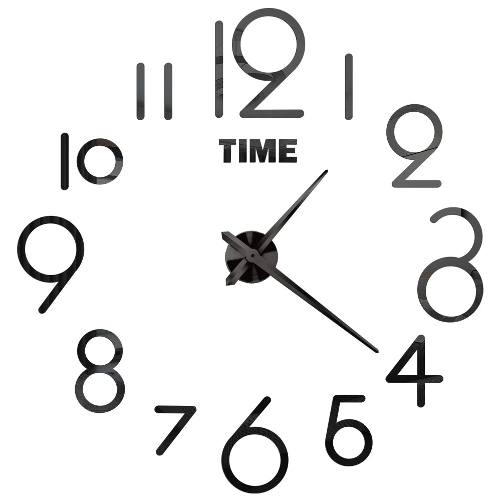 3D Roman Numeral Acrylic Mirror Wall Clock — DIY Quartz