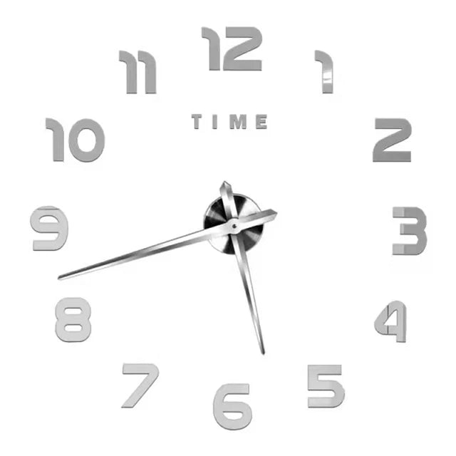 3D Roman Numeral Acrylic Mirror Wall Clock — DIY Quartz