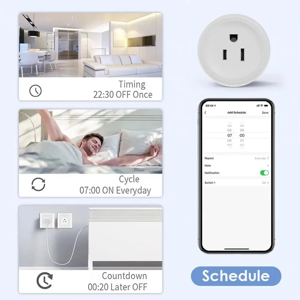 Tuya Smart WiFi Plug — US Standard, Alexa Compatible
