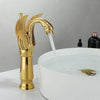 Gold Swan-Shape Basin Faucet — Single Handle, Deck Mount