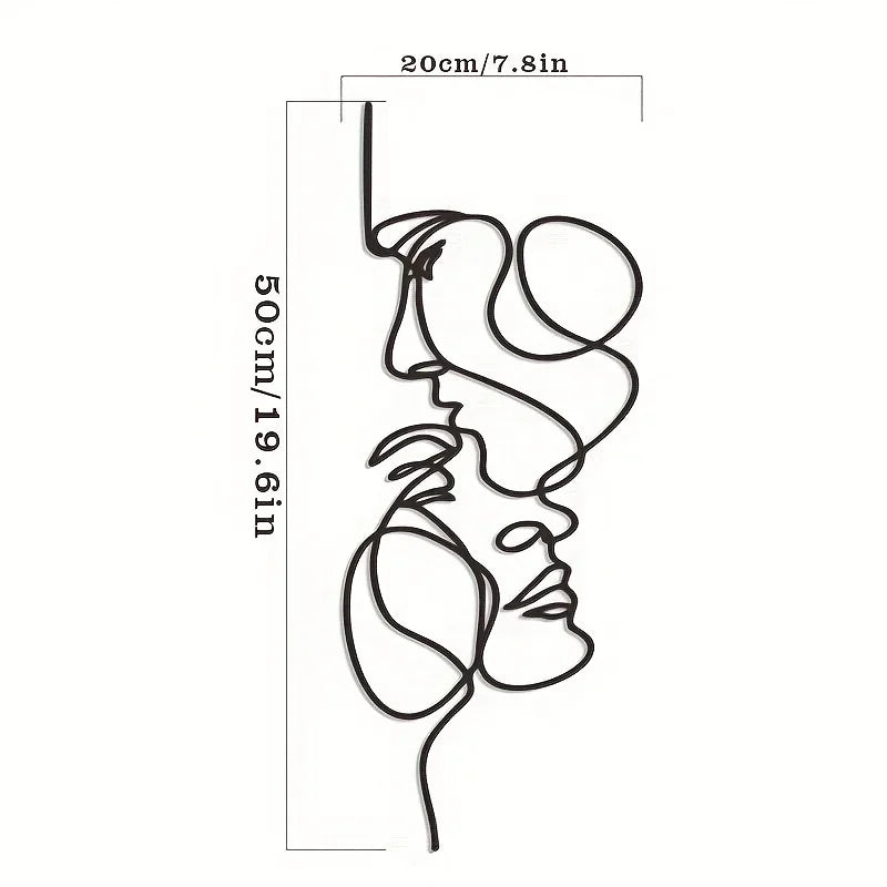 Minimalist Facial Line Metal Wall Art — Abstract Iron Sculpture